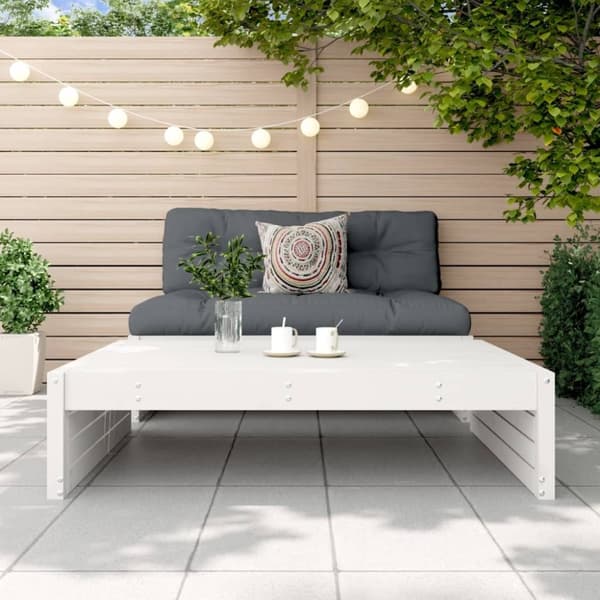 vidaXL Fotpall för trädgården vit 120x80 cm massiv furu