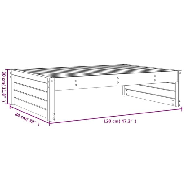 vidaXL Fotpall för trädgården vit 120x80 cm massiv furu