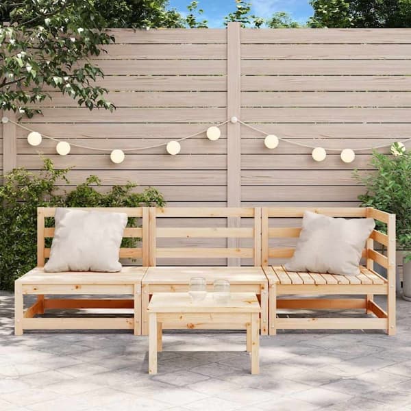 vidaXL Hagesofa 3-seters heltre furu