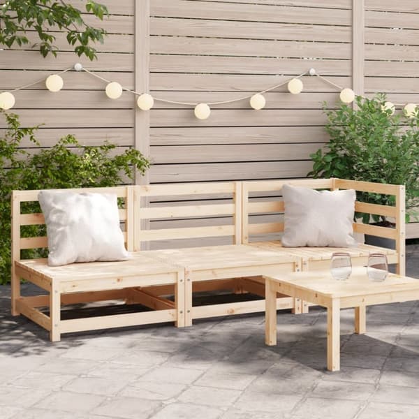 vidaXL Hagesofa 3-seters heltre furu