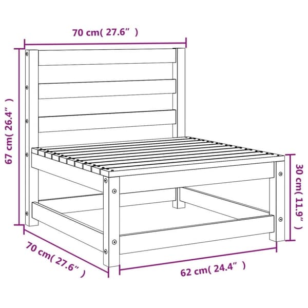 vidaXL sofamoduler 2 stk. 70x70x67 cm uden armlæn massivt fyr