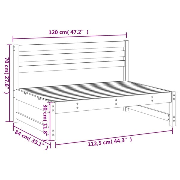 vidaXL Mittensoffa svart 120x80 cm massiv furu