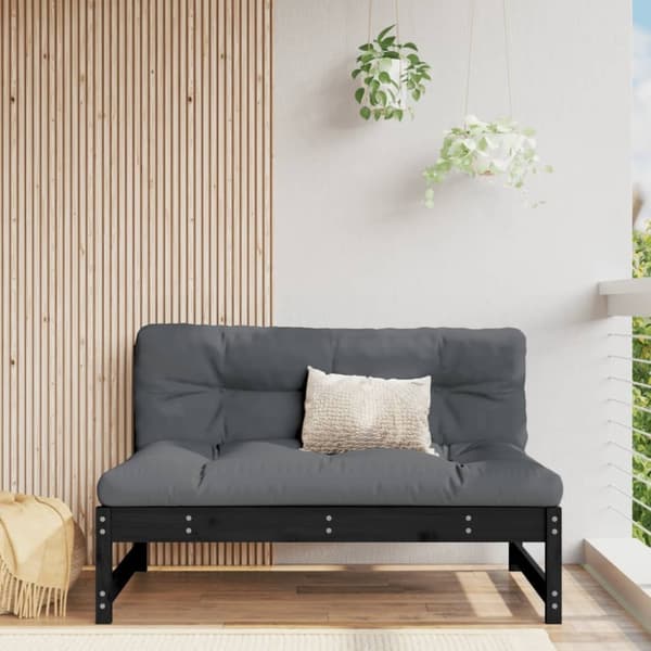 vidaXL Utendørs midtsofa svart 120x80 cm heltre furu