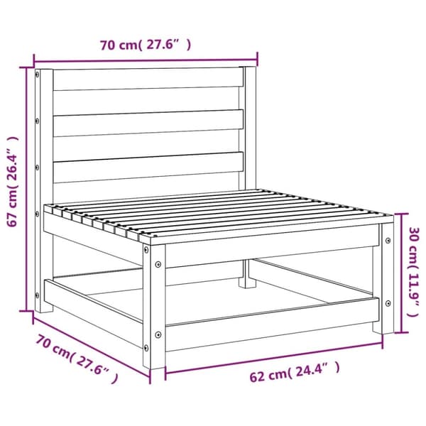 vidaXL Trädgårdssoffa utan armstöd 70x70x67 cm massiv furu