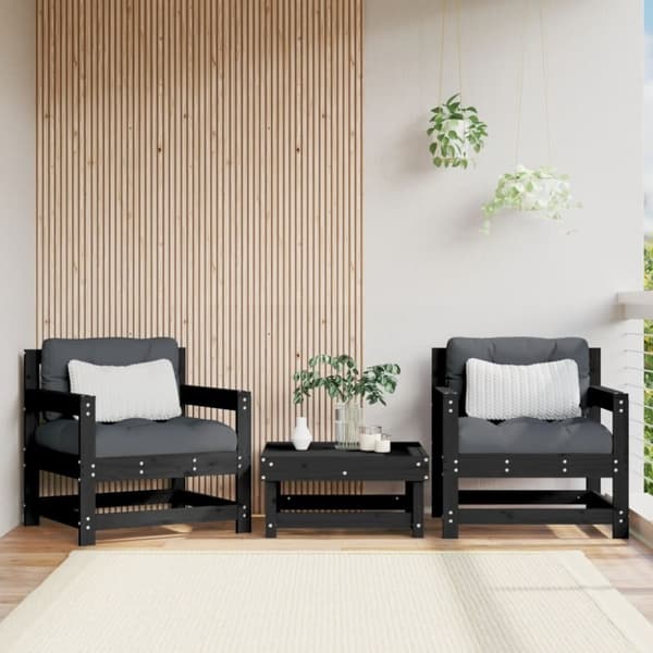 vidaXL Hagestoler 2 stk svart heltre furu