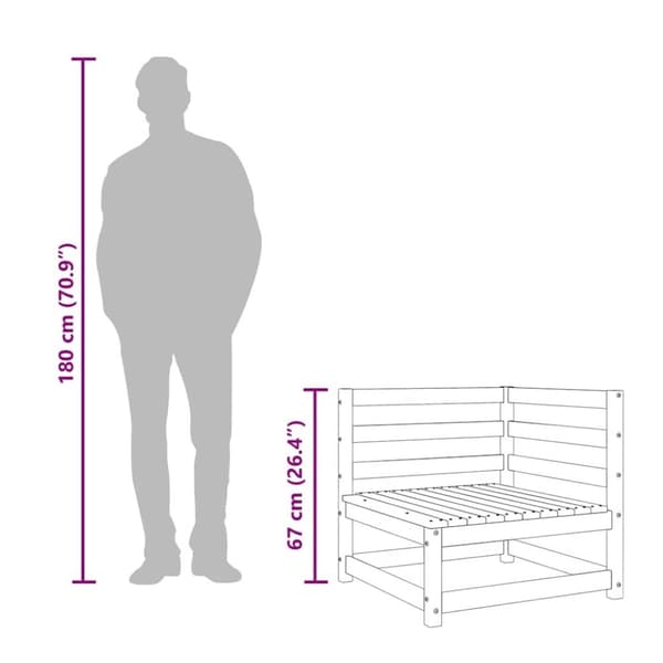 vidaXL hjørnemoduler til havesofa 2 stk. 70x70x67 cm massivt træ brun