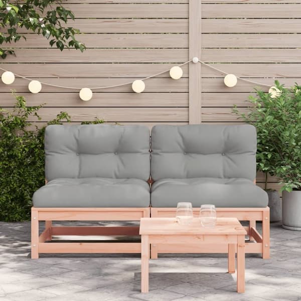 vidaXL Hagesofaer uten armlener med puter 2 stk heltre douglasgran