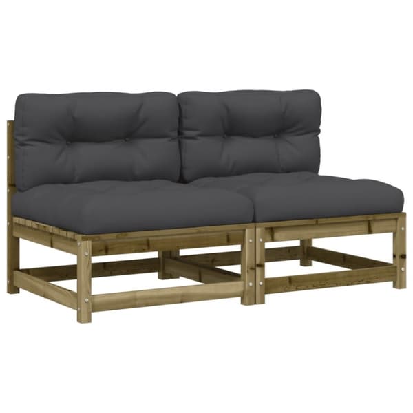 vidaXL Hagesofaer uten armlener med puter 2 stk impregnert tre furu