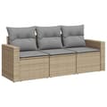 Miniatyrbillede 1 af 3: vidaXL sofasæt til haven 3 dele med hynder polyrattan beige