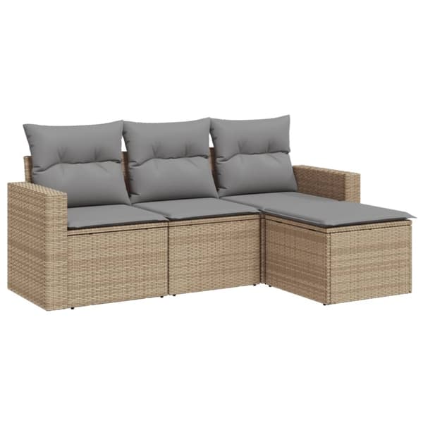 vidaXL sofasæt til haven 4 dele med hynder polyrattan beige