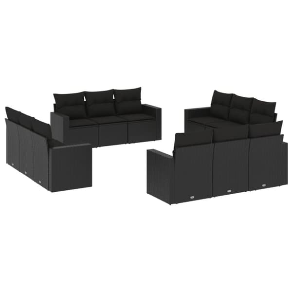 vidaXL Loungegrupp med dynor 12 delar svart konstrotting