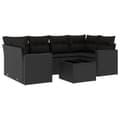 Miniatyrbillede 1 af 3: vidaXL sofasæt til haven 7 dele med hynder polyrattan sort
