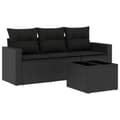 Miniatyrbillede 1 af 3: vidaXL sofasæt til haven 4 dele med hynder polyrattan sort