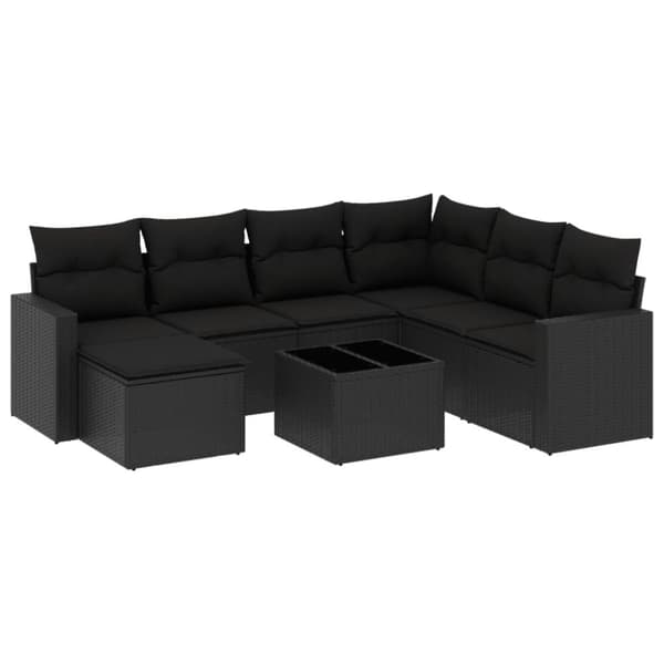 vidaXL sofasæt til haven 8 dele med hynder polyrattan sort