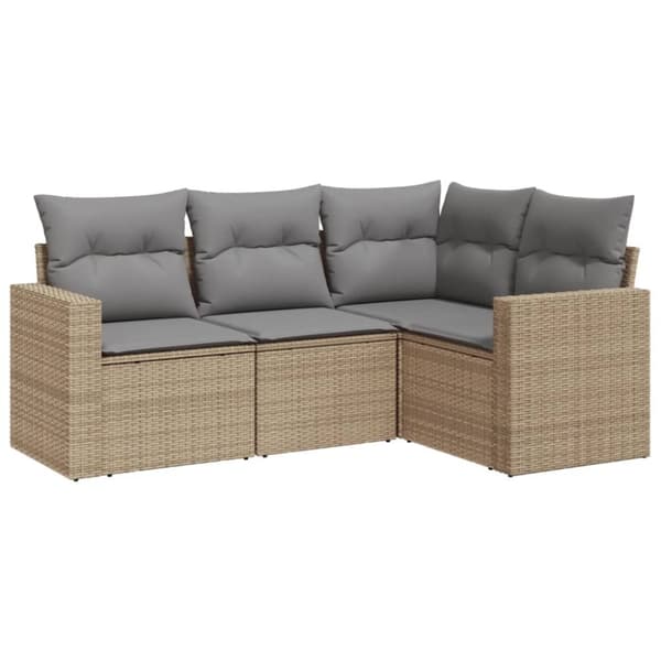 vidaXL sofasæt til haven 4 dele med hynder polyrattan beige