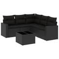 Miniatyrbillede 1 af 3: vidaXL sofasæt til haven 6 dele med hynder polyrattan sort