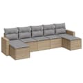 Miniatyrbillede 2 af 3: vidaXL sofasæt til haven 7 dele med hynder polyrattan beige