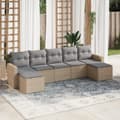 Miniatyrbillede 1 af 3: vidaXL sofasæt til haven 7 dele med hynder polyrattan beige