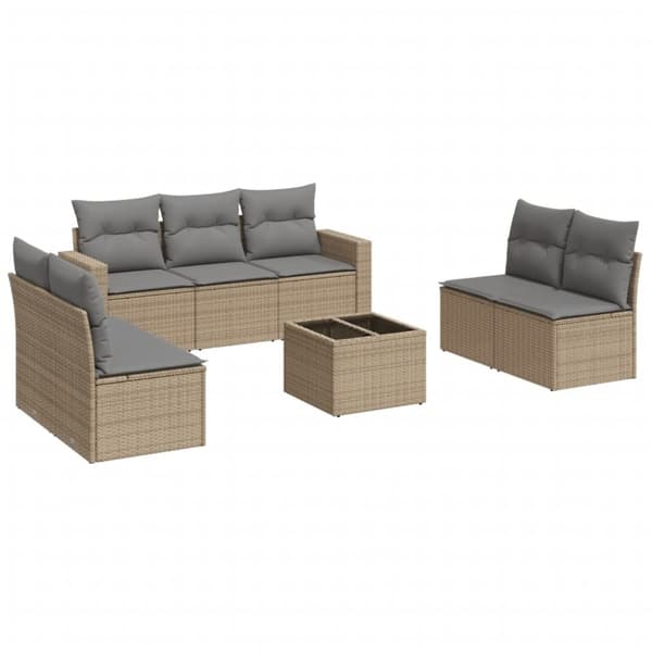 vidaXL sofasæt til haven 8 dele med hynder polyrattan beige