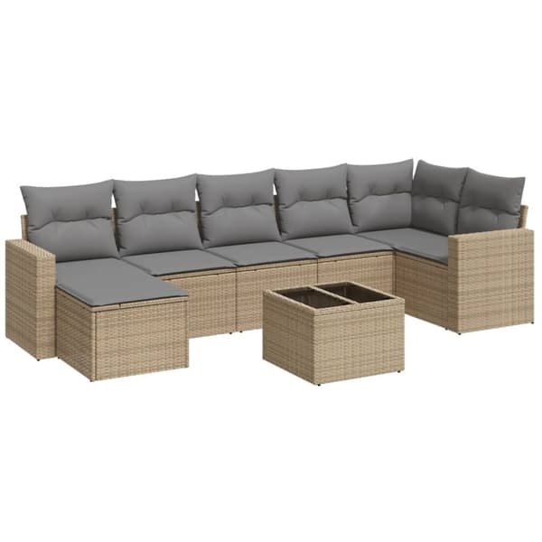 vidaXL sofasæt til haven 8 dele med hynder polyrattan beige