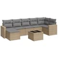 Miniatyrbillede 1 af 3: vidaXL sofasæt til haven 8 dele med hynder polyrattan beige