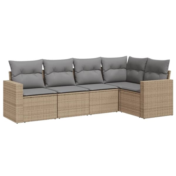 vidaXL sofasæt til haven 5 dele med hynder polyrattan beige