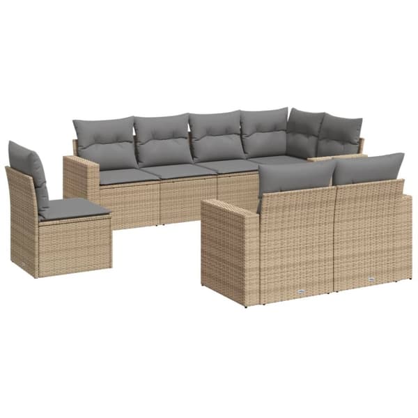 vidaXL sofasæt til haven 8 dele med hynder polyrattan beige
