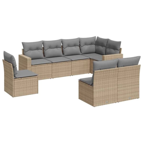 vidaXL sofasæt til haven 8 dele med hynder polyrattan beige