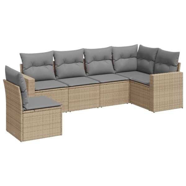 vidaXL sofasæt til haven 6 dele med hynder polyrattan beige