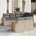 Miniatyrbillede 1 af 3: vidaXL sofasæt til haven 7 dele med hynder polyrattan beige