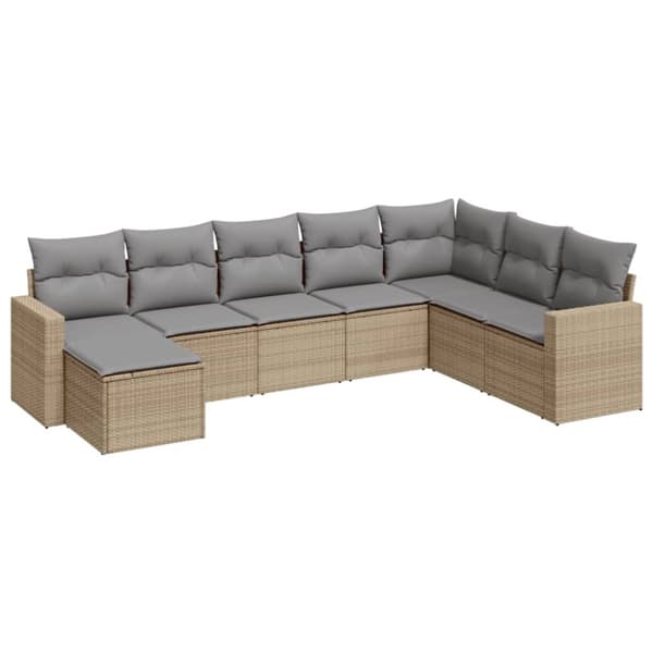 vidaXL sofasæt til haven 8 dele med hynder polyrattan beige