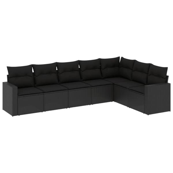 vidaXL sofasæt til haven 7 dele med hynder polyrattan sort