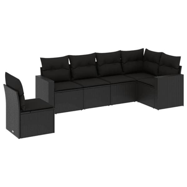 vidaXL sofasæt til haven 6 dele med hynder polyrattan sort