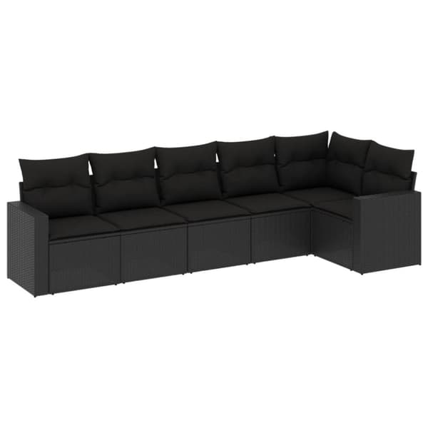 vidaXL sofasæt til haven 6 dele med hynder polyrattan sort