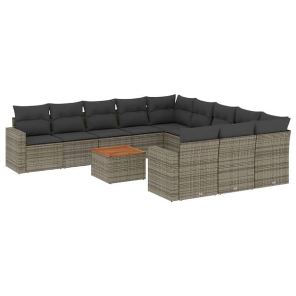 vidaXL sofasæt til haven 12 dele med hynder polyrattan grå