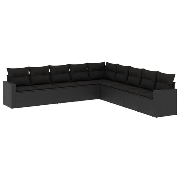 vidaXL sofasæt til haven 9 dele med hynder polyrattan sort