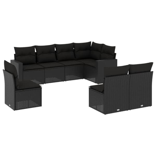 vidaXL sofasæt til haven 8 dele med hynder polyrattan sort