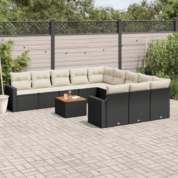 vidaXL Loungegrupp med dynor 12 delar svart konstrotting