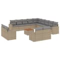 Miniatyrbillede 1 af 3: vidaXL sofasæt til haven 14 dele med hynder polyrattan beige