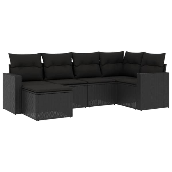 vidaXL sofasæt til haven 6 dele med hynder polyrattan sort
