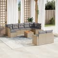 Miniatyrbillede 3 af 3: vidaXL sofasæt til haven 10 dele med hynder polyrattan beige