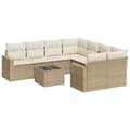 Miniatyrbillede 3 af 4: vidaXL sofasæt til haven 9 dele med hynder polyrattan beige