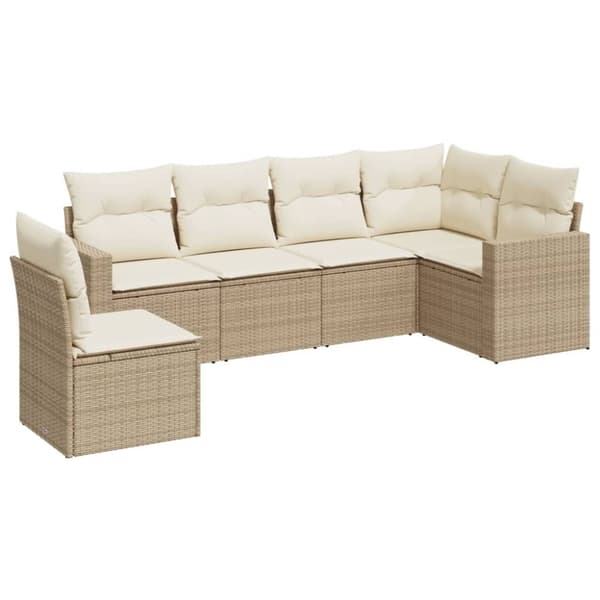 vidaXL sofasæt til haven 6 dele med hynder polyrattan beige