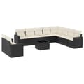 Miniatyrbillede 1 af 3: vidaXL sofasæt til haven 11 dele med hynder polyrattan sort