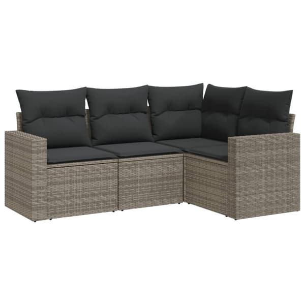 vidaXL sofasæt til haven 4 dele med hynder polyrattan grå