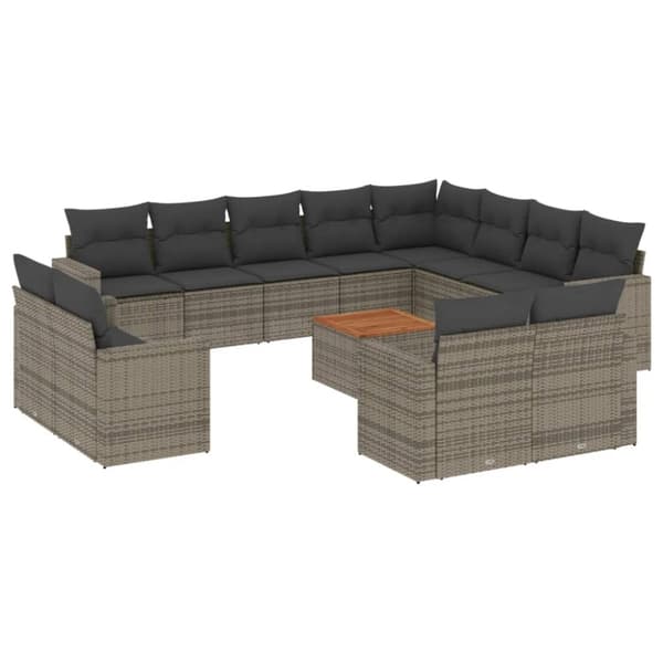 vidaXL sofasæt til haven 13 dele med hynder polyrattan grå