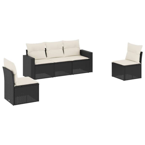 vidaXL sofasæt til haven 5 dele med hynder polyrattan sort