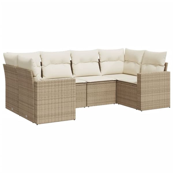 vidaXL sofasæt til haven 6 dele med hynder polyrattan beige