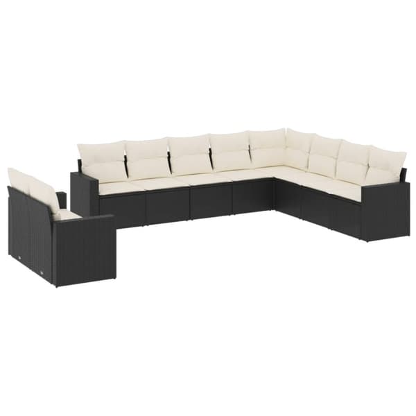vidaXL sofasæt til haven 10 dele med hynder polyrattan sort