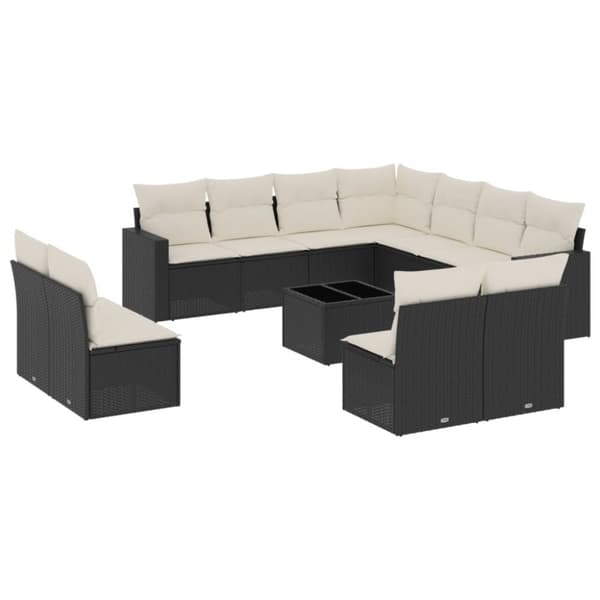 vidaXL sofasæt til haven 12 dele med hynder polyrattan sort